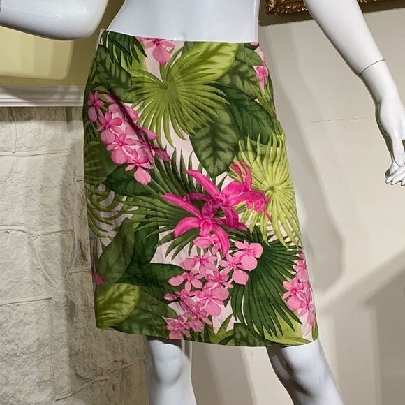 Tommy Bahama 100% Silk Floral Hawaiian Print Skirt - Picture 2 of 7